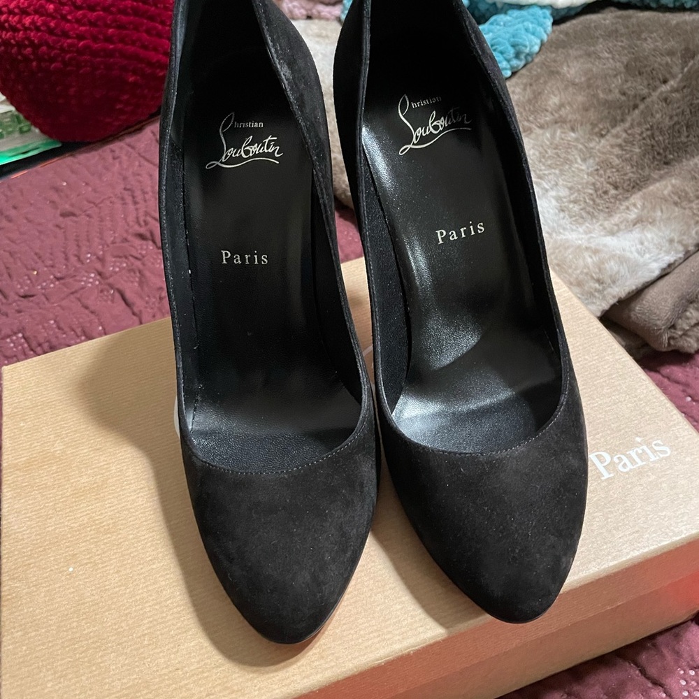Authentic Dolly Black suede pump Christian Louboutin . Heel height 100mm